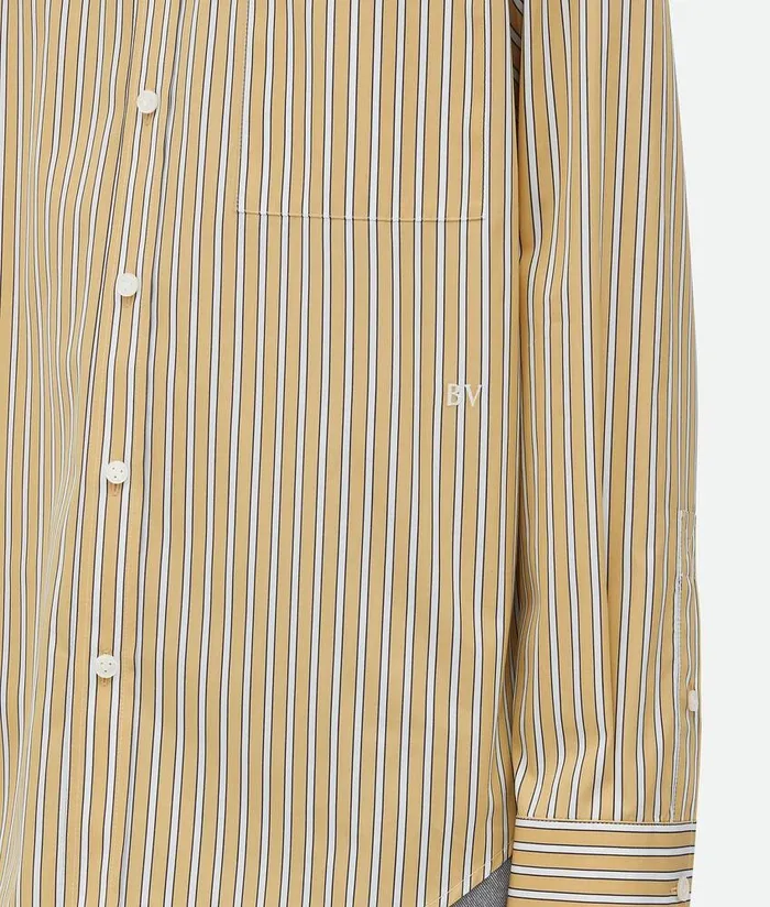 Men Bottega Veneta Shirts Striped Poplin Shirt Yellowwhite