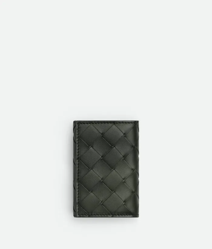 Men Bottega Veneta Small Wallets Intrecciato Tiny TriFold Wallet Dark Green Travertine Men Bottega Veneta Small Wallets Intrecciato Tiny TriFold Wallet Dark Green Travertine