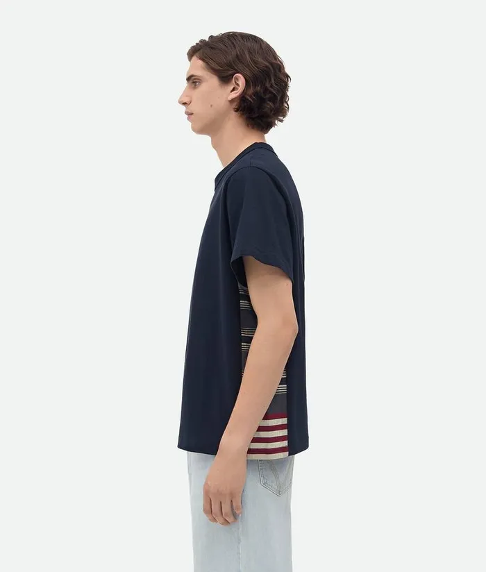 Men Bottega Veneta TShirts Soft Cotton Jersey Gingham TShirt Abyssmultistripes