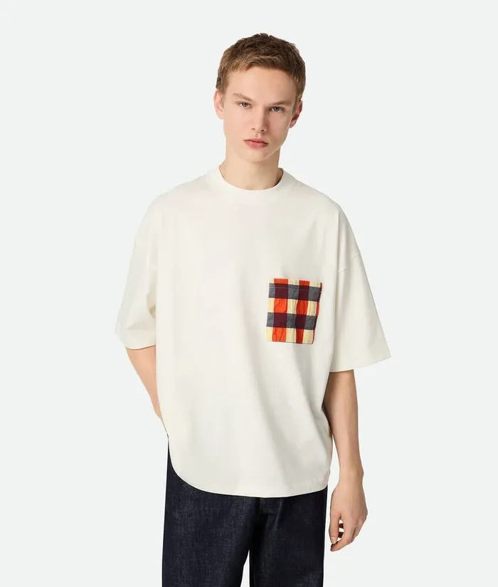Men Bottega Veneta TShirts Soft Cotton Jersey TShirt Chalk