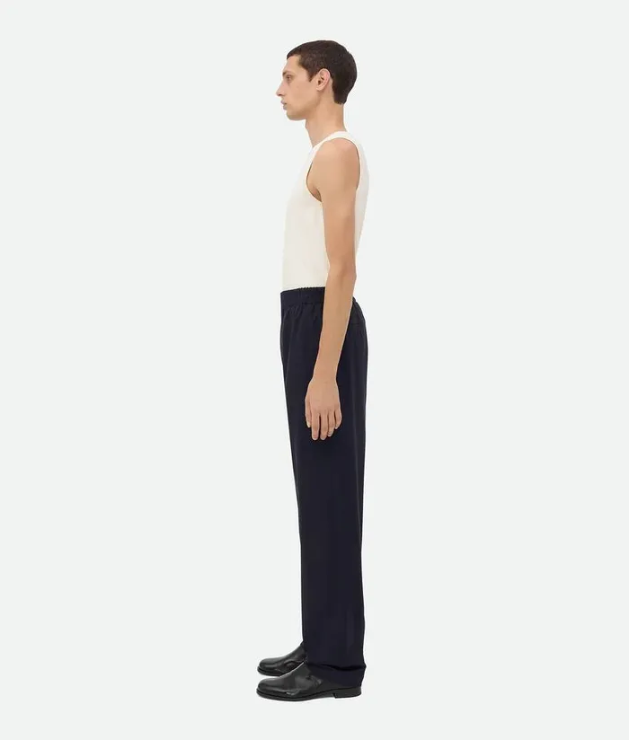 Men Bottega Veneta Trousers And Shorts Fine Wool Trousers Midnight Blue