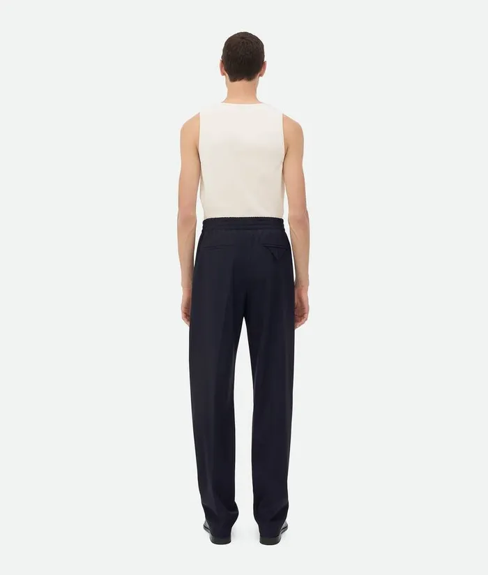Men Bottega Veneta Trousers And Shorts Fine Wool Trousers Midnight Blue
