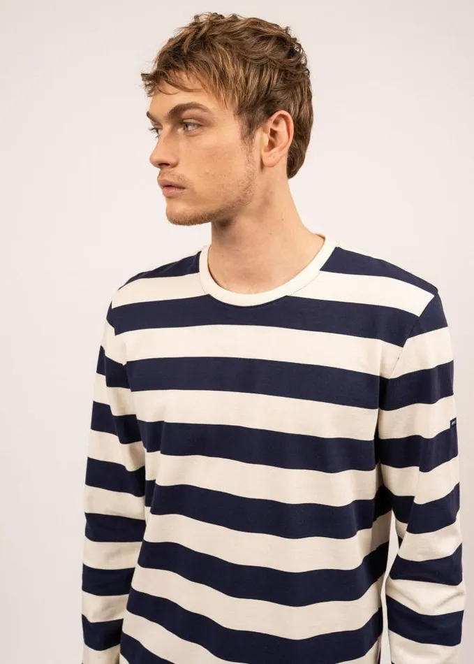 Men Breton Striped Shirts Saint James CHERBOURG Navy ecru