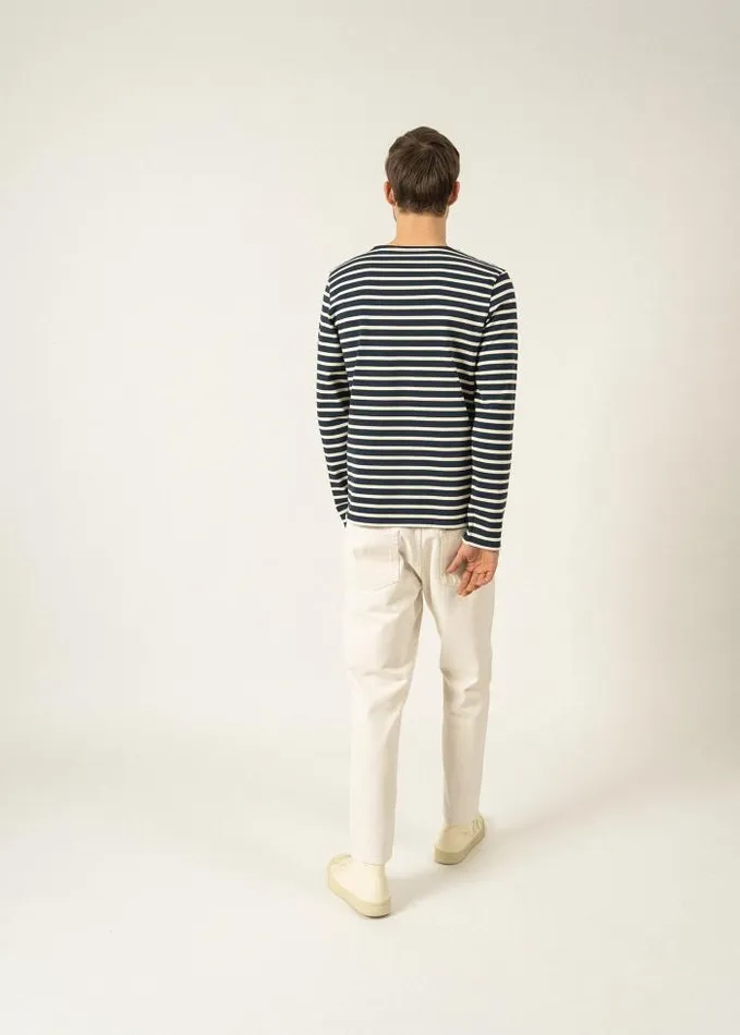 Men Breton Striped Shirts Saint James MERIDIEN MODERNE Navy Ecru