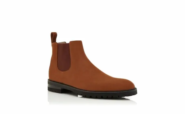 Men Brown Calf Suede Chelsea Boots Manolo Blahnik Boots