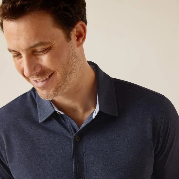 Men Button Down Shirts Ariat Ingleside Shirt Navy Heather Men Button Down Shirts Ariat Ingleside Shirt Navy Heather