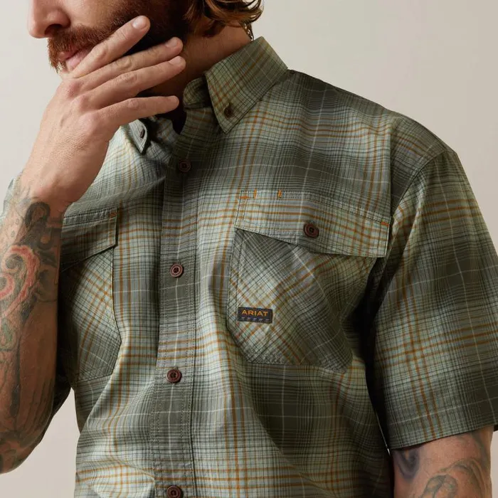 Men Button Down Shirts Ariat Rebar Made Tough DuraStretch Work Shirt Silt Green Plaid Men Button Down Shirts Ariat Rebar Made Tough DuraStretch Work Shirt Silt Green Plaid