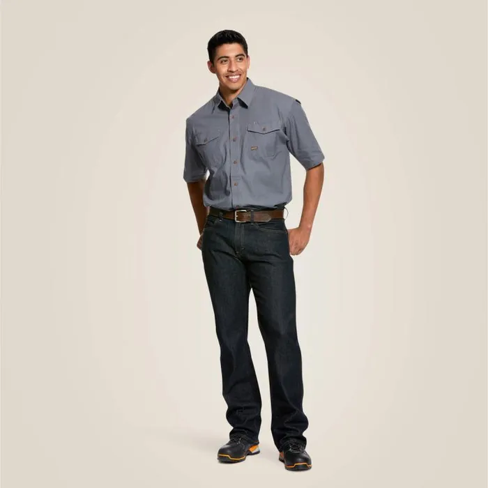 Men Button Down Shirts Ariat Rebar Made Tough DuraStretch Work Shirt Steel Men Button Down Shirts Ariat Rebar Made Tough DuraStretch Work Shirt Steel