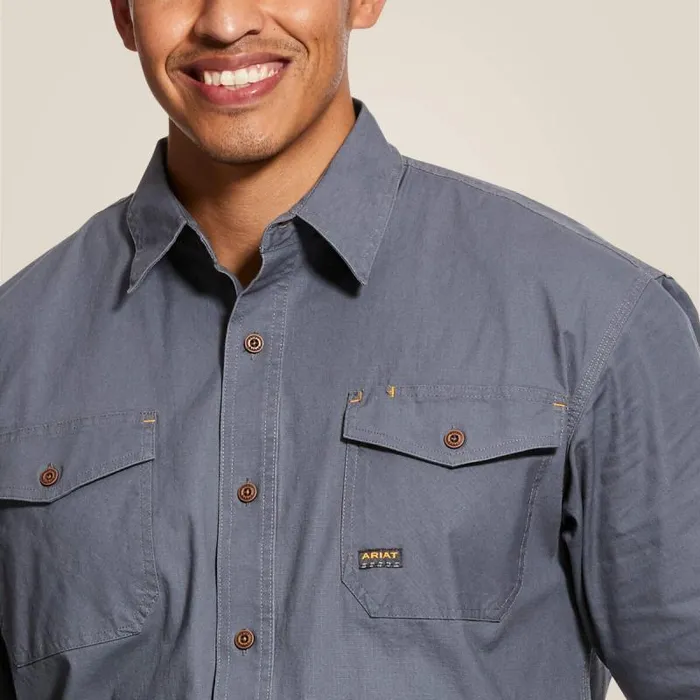 Men Button Down Shirts Ariat Rebar Made Tough DuraStretch Work Shirt Steel Men Button Down Shirts Ariat Rebar Made Tough DuraStretch Work Shirt Steel