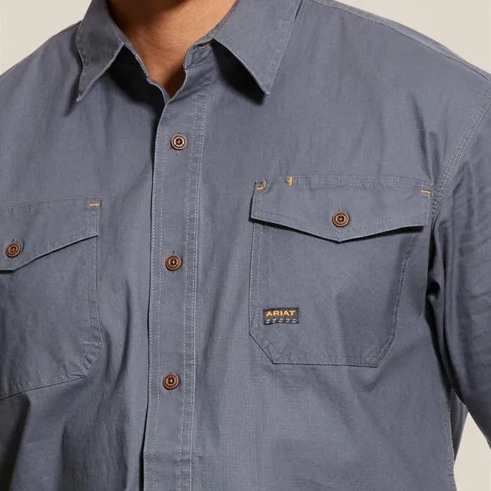 Men Button Down Shirts Ariat Rebar Made Tough DuraStretch Work Shirt Steel Men Button Down Shirts Ariat Rebar Made Tough DuraStretch Work Shirt Steel