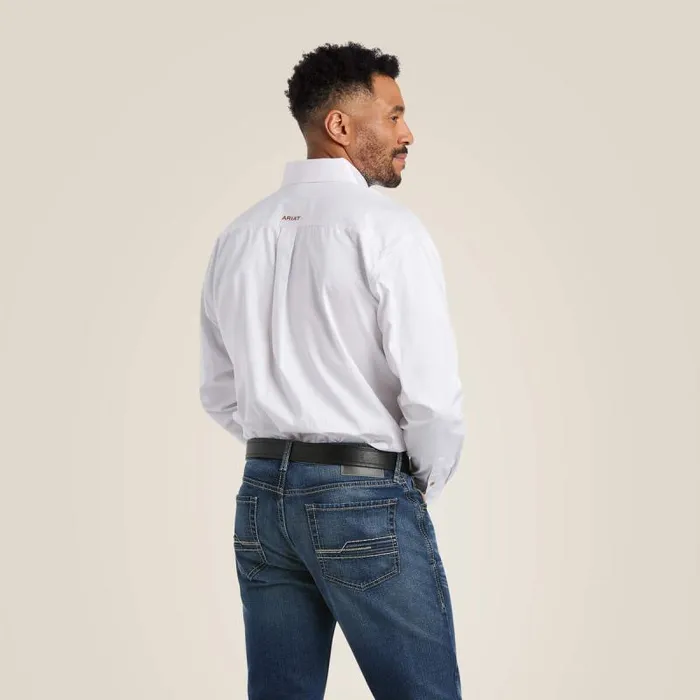 Men Button Down Shirts Ariat Solid Twill Classic Fit Shirt White Men Button Down Shirts Ariat Solid Twill Classic Fit Shirt White