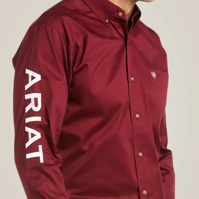 Men Button Down Shirts Ariat Team Logo Twill Fitted Shirt Burgundywhite Men Button Down Shirts Ariat Team Logo Twill Fitted Shirt Burgundywhite
