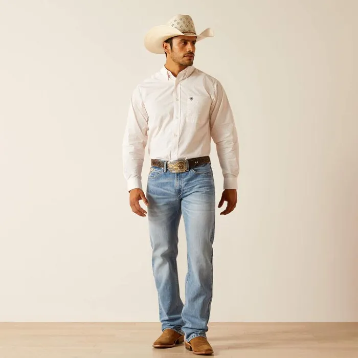 Men Button Down Shirts Ariat Thor Fitted Shirt White Men Button Down Shirts Ariat Thor Fitted Shirt White