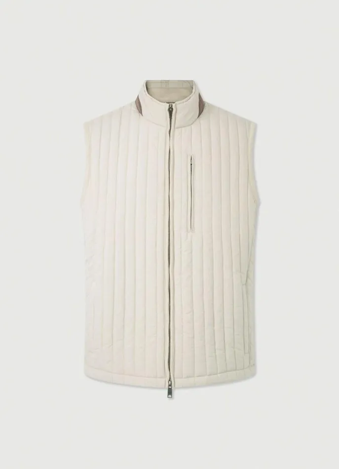 Men Coats and Jackets Hackett London Padded Hybrid Gilet Sand Beige