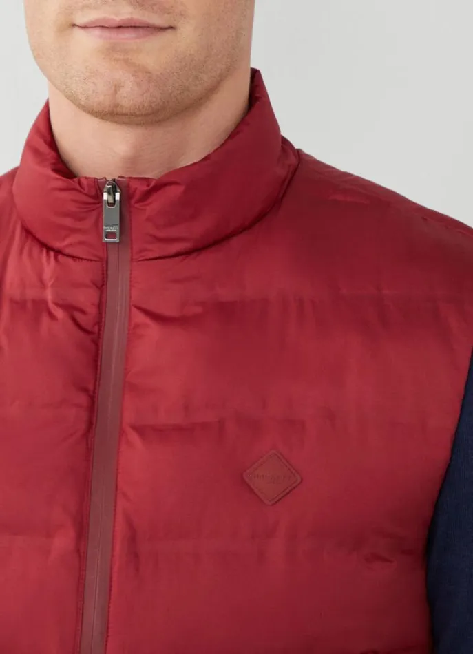 Men Coats and Jackets Hackett London Sustainable Padded Gilet Burgundy Red
