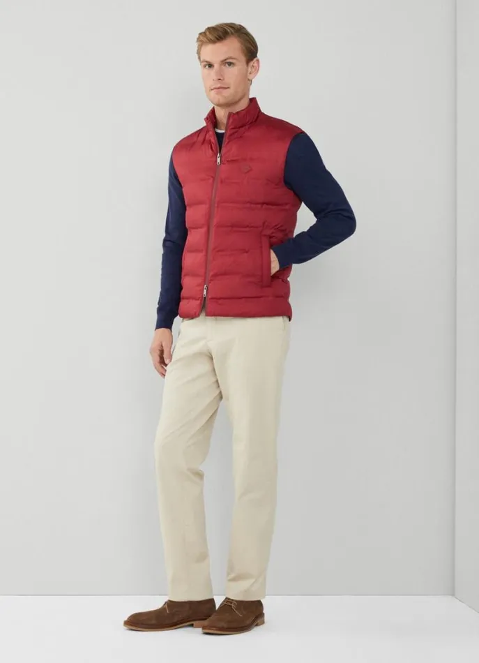 Men Coats and Jackets Hackett London Sustainable Padded Gilet Burgundy Red