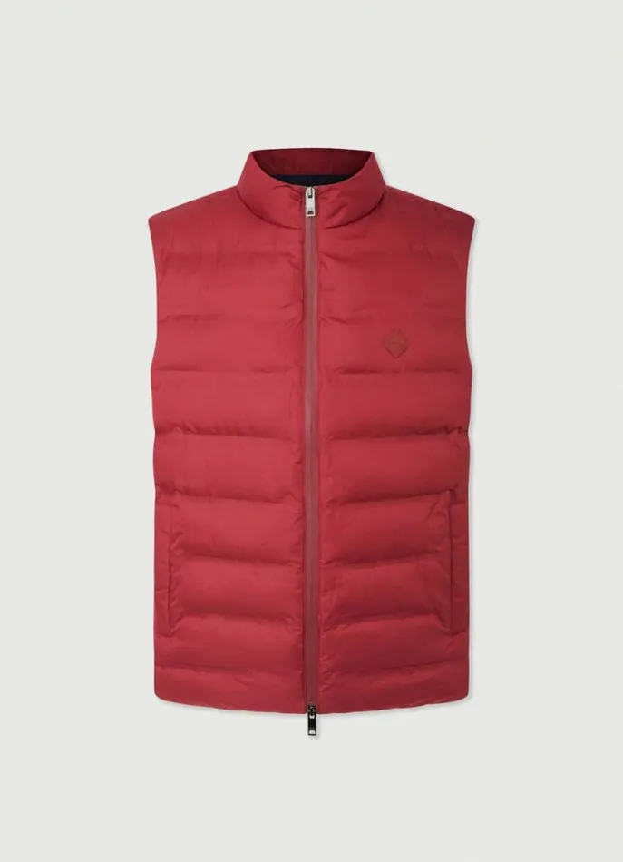 Men Coats and Jackets Hackett London Sustainable Padded Gilet Burgundy Red