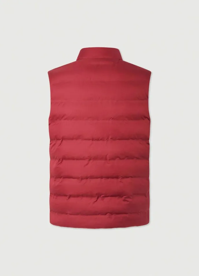 Men Coats and Jackets Hackett London Sustainable Padded Gilet Burgundy Red