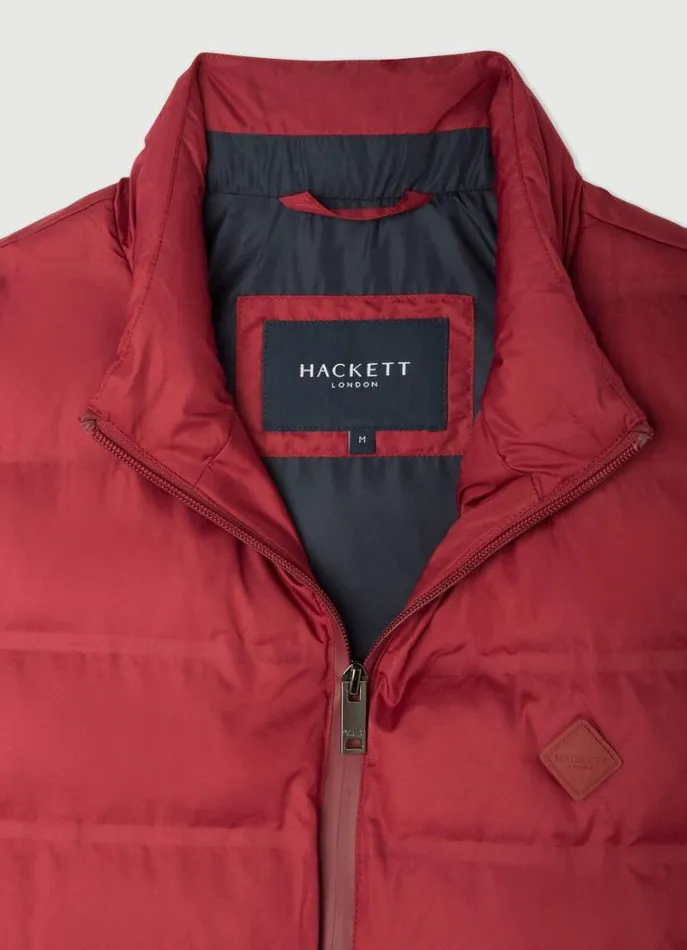Men Coats and Jackets Hackett London Sustainable Padded Gilet Burgundy Red