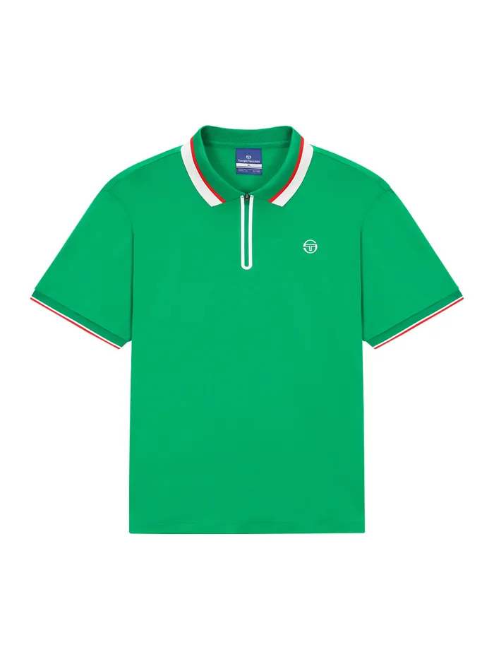 Men Court Styles Sergio Tacchini Flag HalfZip Polo Shirt Green