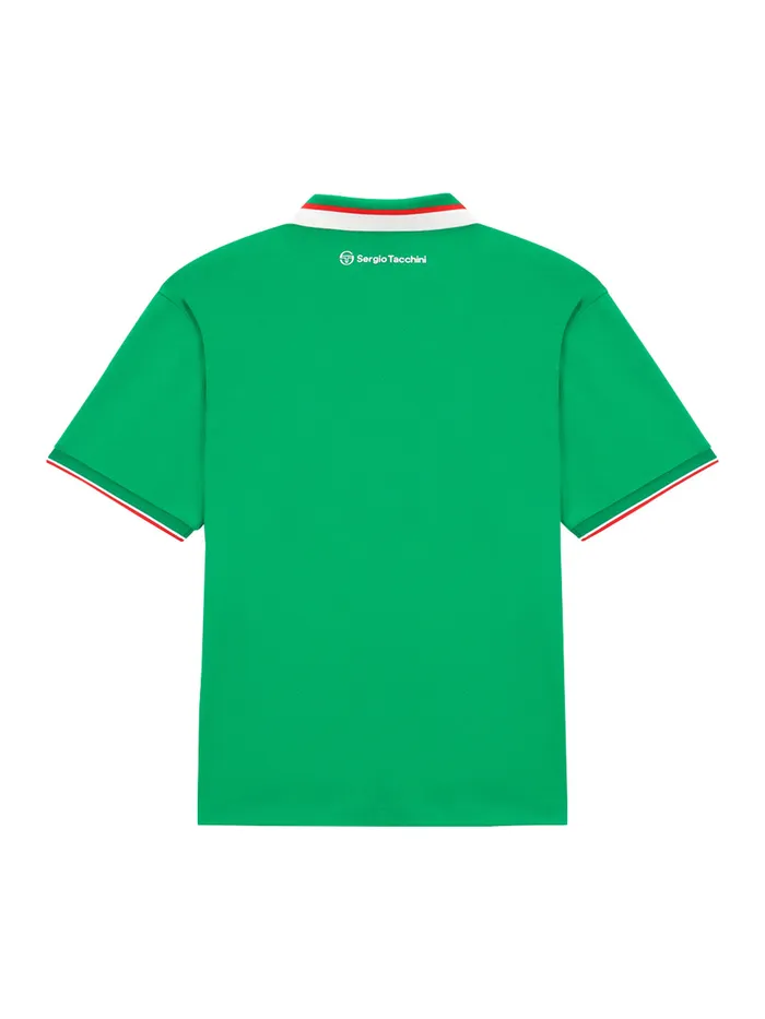 Men Court Styles Sergio Tacchini Flag HalfZip Polo Shirt Green