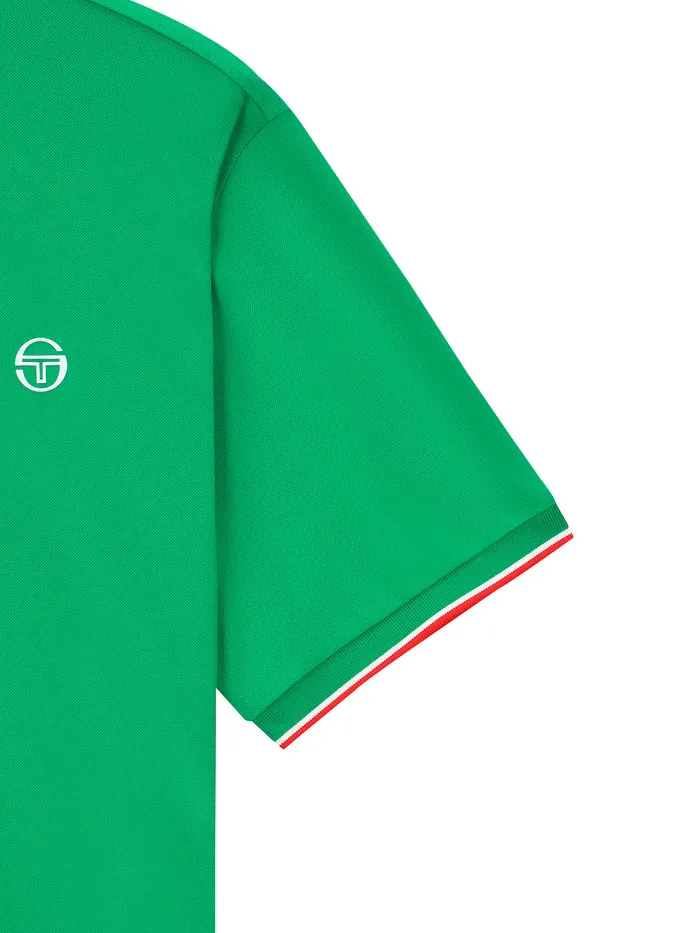 Men Court Styles Sergio Tacchini Flag HalfZip Polo Shirt Green