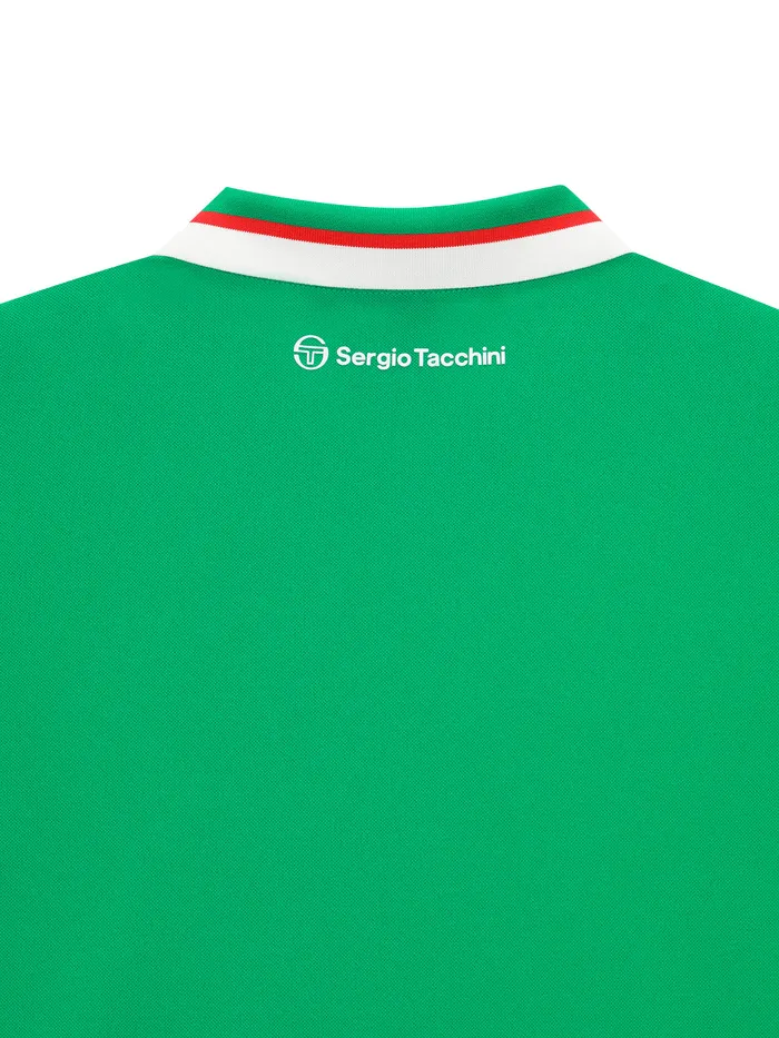 Men Court Styles Sergio Tacchini Flag HalfZip Polo Shirt Green