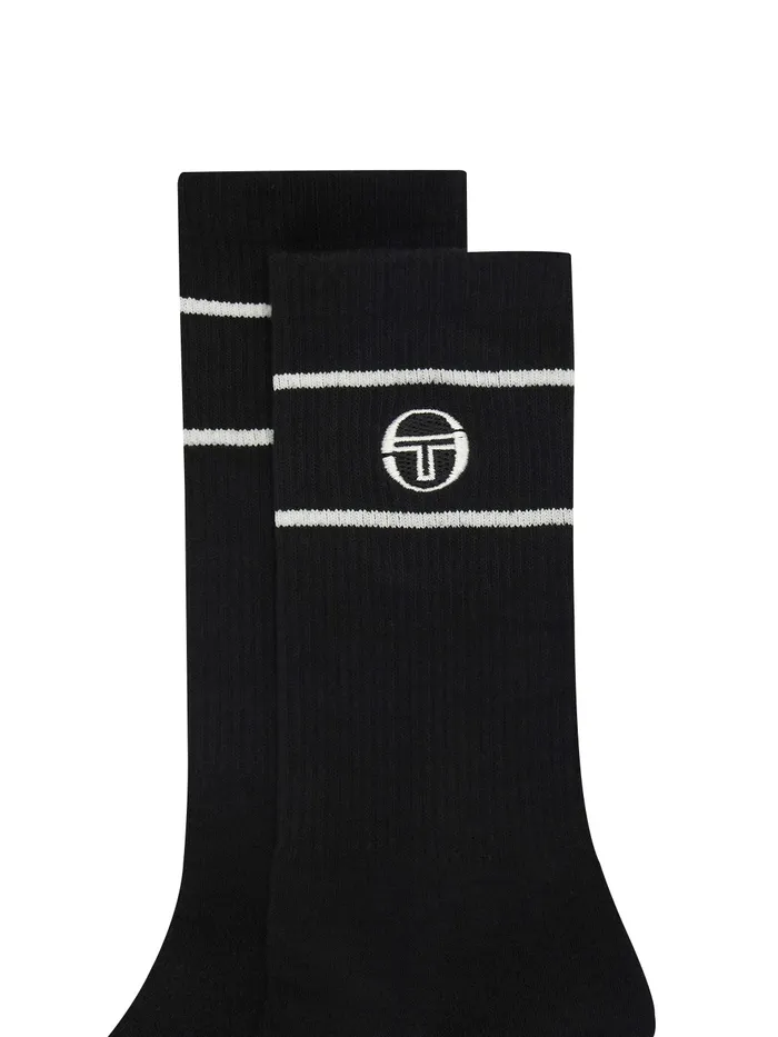 Men Court Styles Sergio Tacchini Flag High Socks Black Black