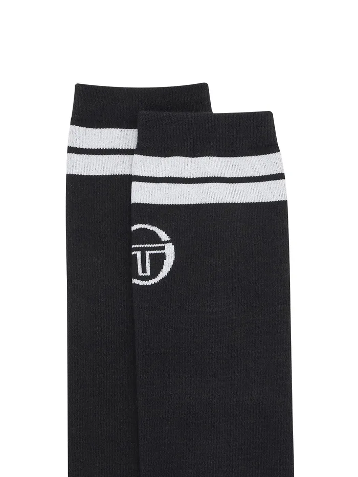 Men Court Styles Sergio Tacchini Prep Knee High Socks Black
