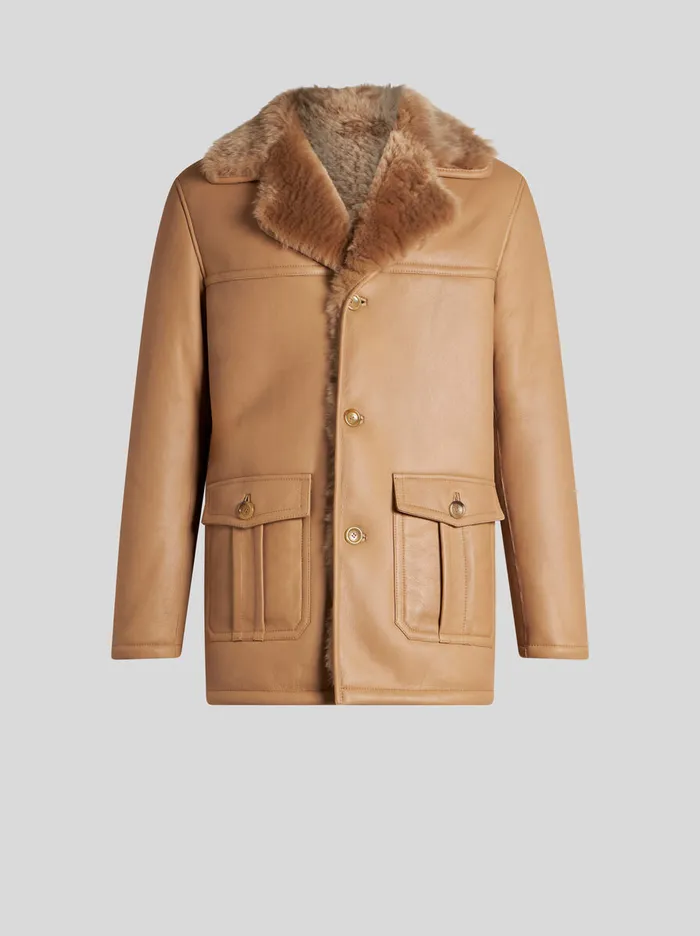 Men Etro Coats And Outerwear Shearling Coat Light Brown