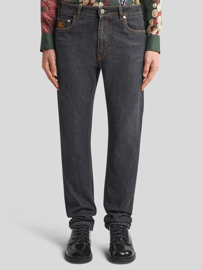 Men Etro Denim FivePocket Jeans Black