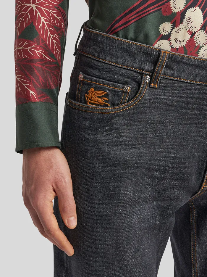 Men Etro Denim FivePocket Jeans Black