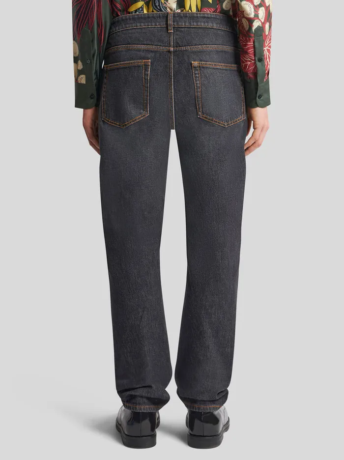 Men Etro Denim FivePocket Jeans Black