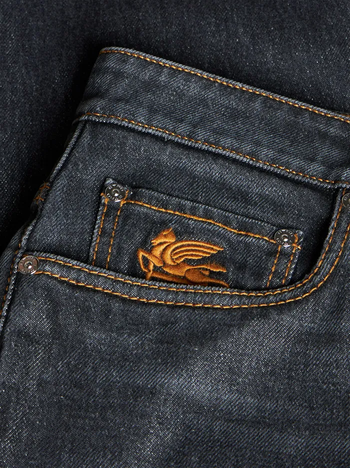 Men Etro Denim FivePocket Jeans Black