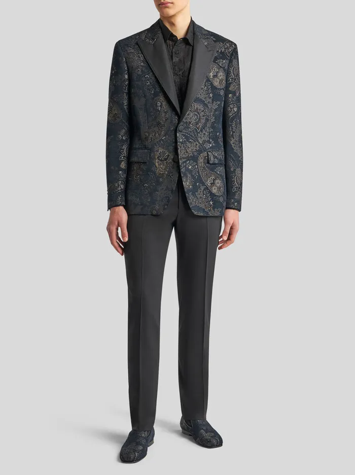 Men Etro Jackets Jacquard Blazer With Embroidery Black Men Etro Jackets Jacquard Blazer With Embroidery Black