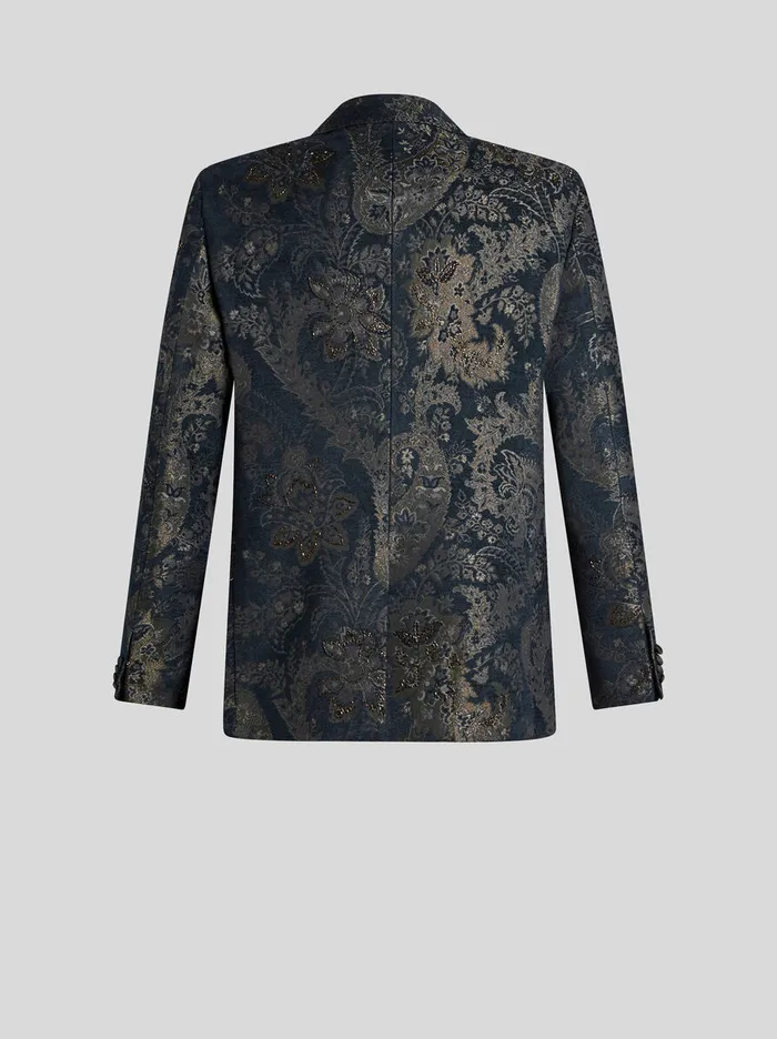 Men Etro Jackets Jacquard Blazer With Embroidery Black Men Etro Jackets Jacquard Blazer With Embroidery Black