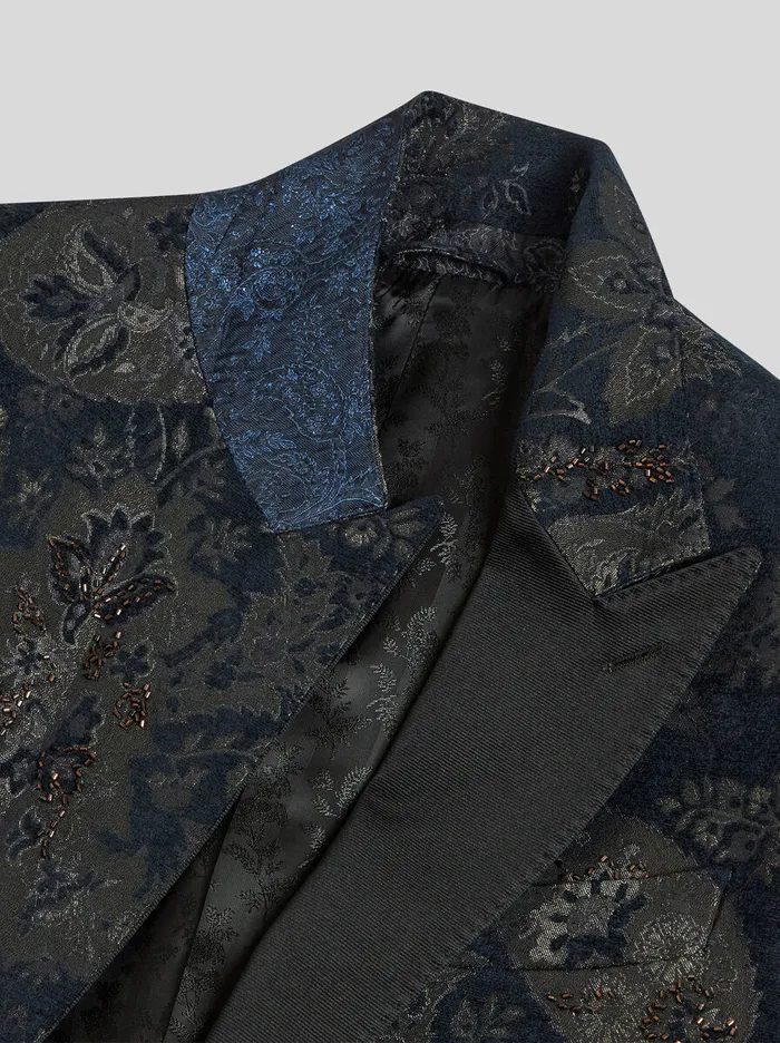 Men Etro Jackets Jacquard Blazer With Embroidery Black Men Etro Jackets Jacquard Blazer With Embroidery Black