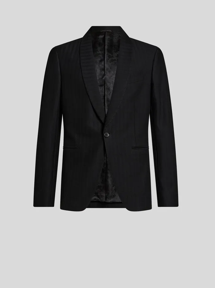 Men Etro Jackets SingleBreasted Jacket With Shawl Lapels Black