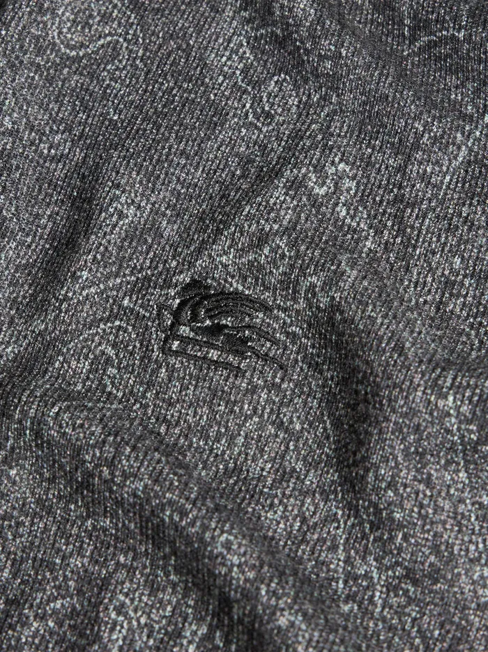 Men Etro Polo Shirts Knit PoloShirt With Paisley Print Black Men Etro Polo Shirts Knit PoloShirt With Paisley Print Black