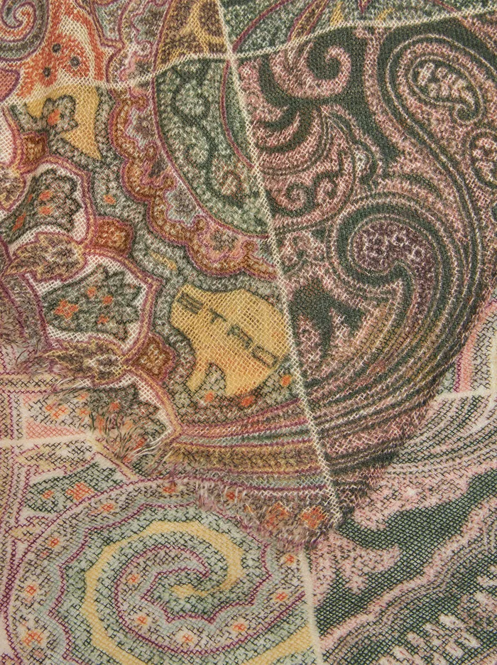 Men Etro Scarves Printed Cashmere Scarf Beige Men Etro Scarves Printed Cashmere Scarf Beige