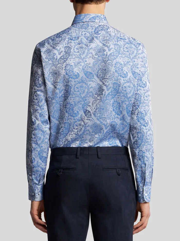 Men Etro Shirts Floral Paisley Shirt Light Blue