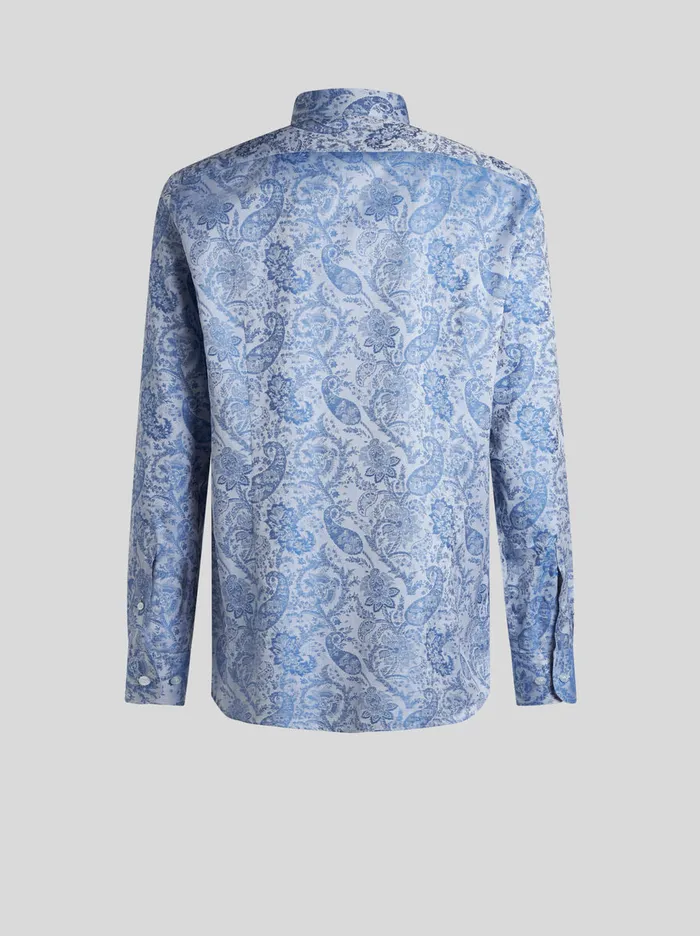 Men Etro Shirts Floral Paisley Shirt Light Blue