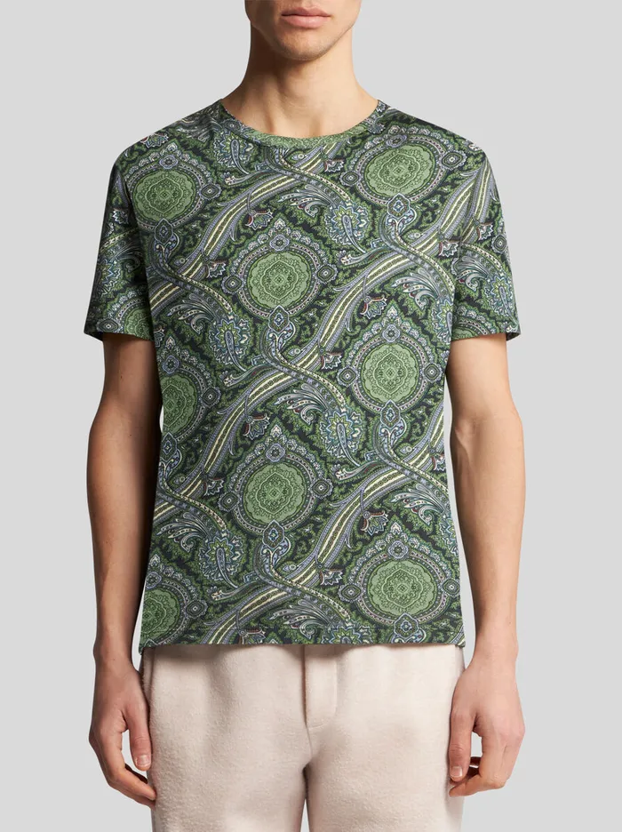 Men Etro TShirt And Sweatshirts Printed Cotton TShirt Green Men Etro TShirt And Sweatshirts Printed Cotton TShirt Green