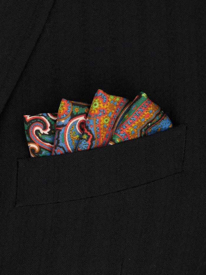 Men Etro Ties And Pocket Squares Pocket Square With Print Navy Blue Men Etro Ties And Pocket Squares Pocket Square With Print Navy Blue