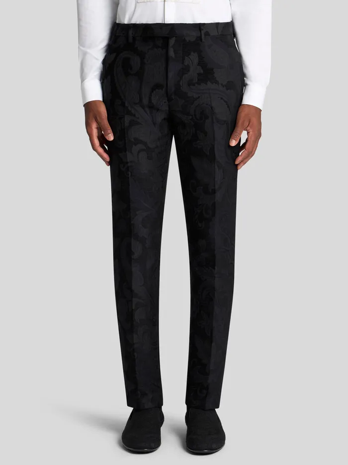 Men Etro Trousers Floral Paisley Evening Trousers With Band Detail Black Men Etro Trousers Floral Paisley Evening Trousers With Band Detail Black