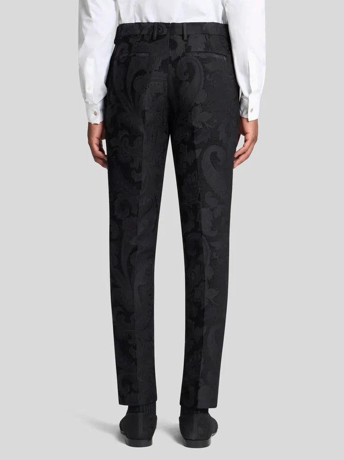 Men Etro Trousers Floral Paisley Evening Trousers With Band Detail Black Men Etro Trousers Floral Paisley Evening Trousers With Band Detail Black
