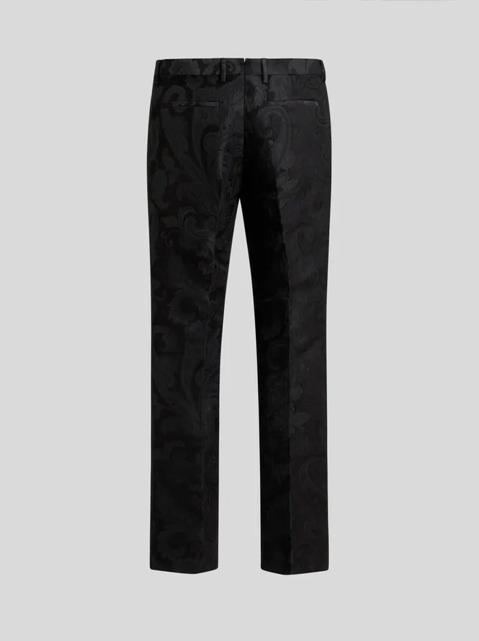 Men Etro Trousers Floral Paisley Evening Trousers With Band Detail Black Men Etro Trousers Floral Paisley Evening Trousers With Band Detail Black