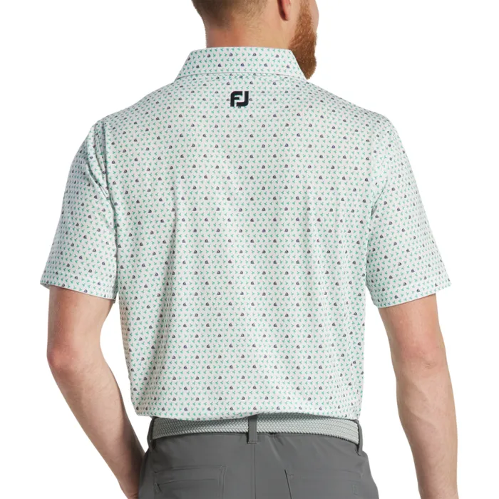Men FootJoy Shirts Flying Wasp Lisle White Emerald Navy Men FootJoy Shirts Flying Wasp Lisle White Emerald Navy
