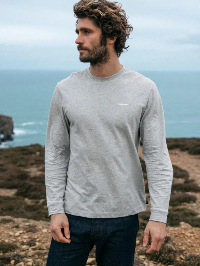 Men Harlyn Logo Long Sleeve TShirt Grey Marl Finisterre TShirts