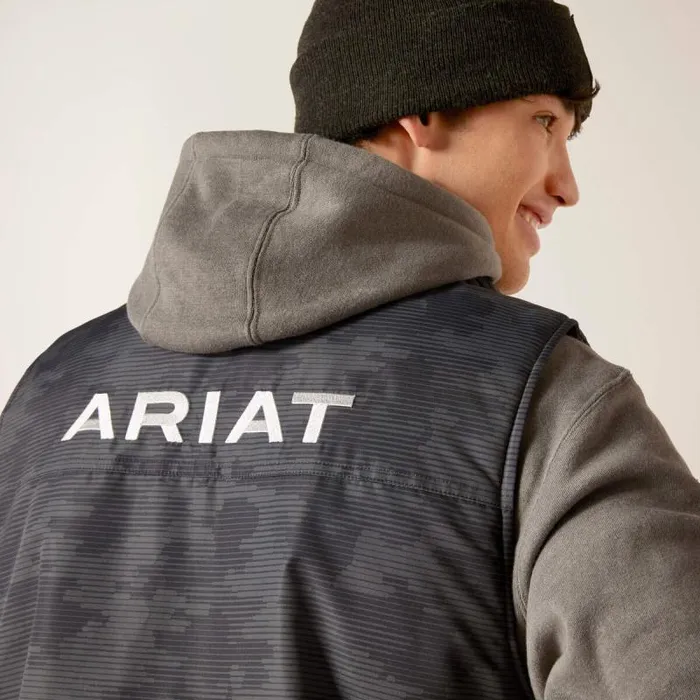 Men Jackets and Vests Ariat Team Logo Insulated Vest Ebony Camo
